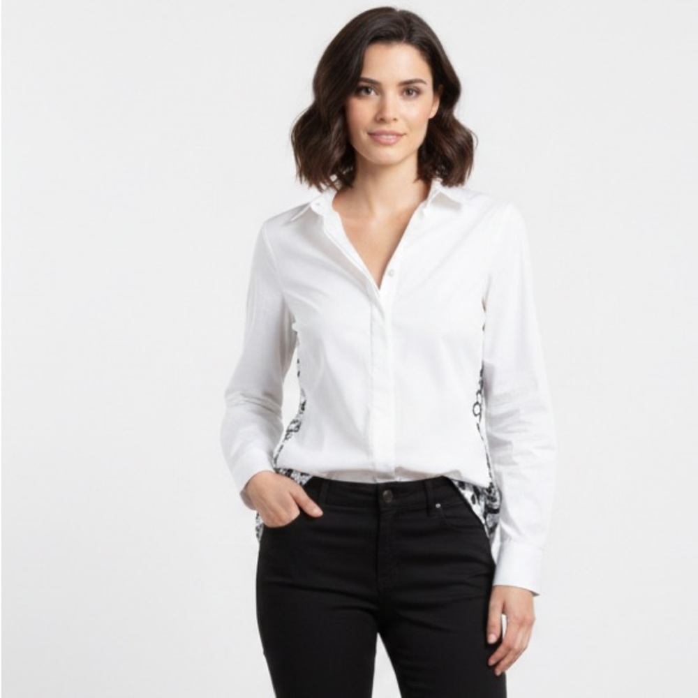 J.O.A Los Angeles white button up top Long‎ Sleeve